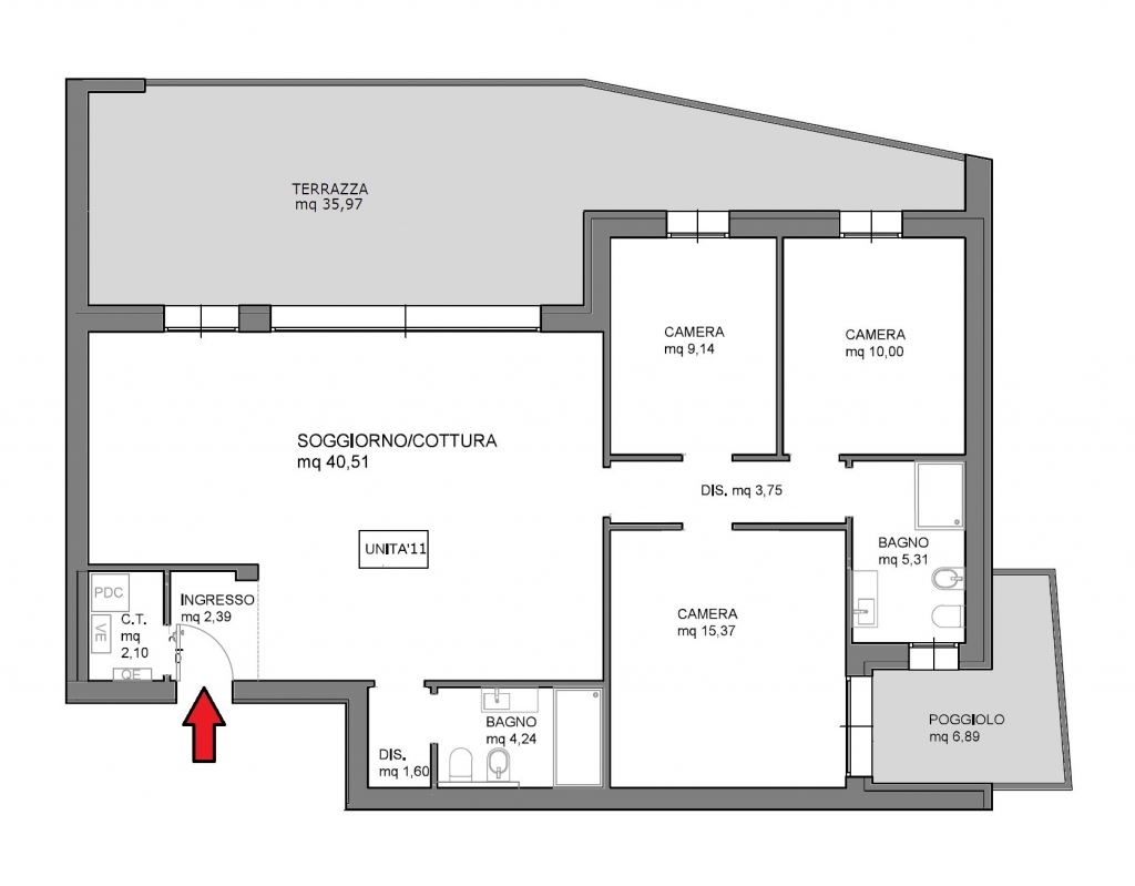 piano primo App.11 ultimo piano con terrazza abitabile